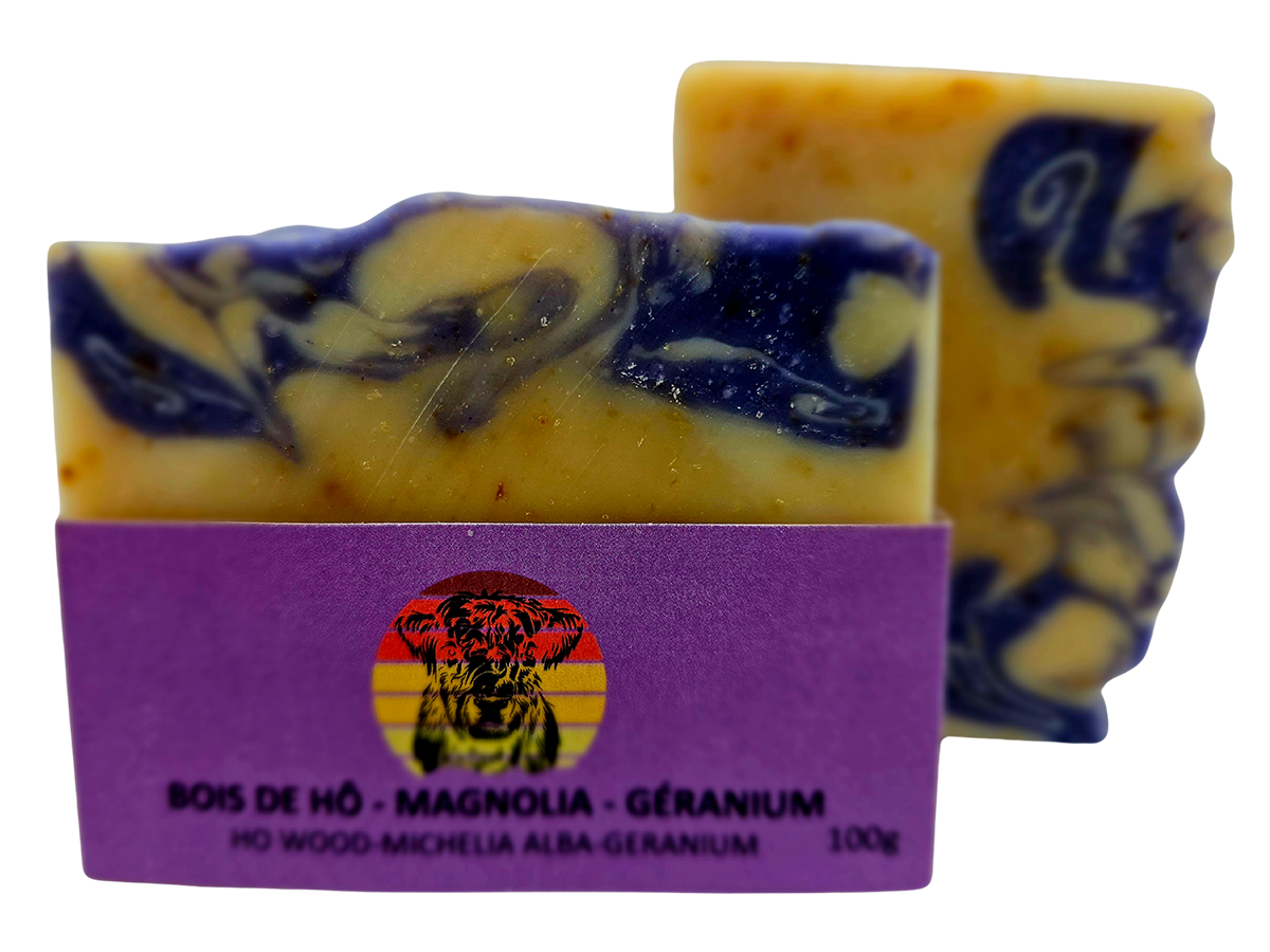Savon Tallow Boeuf nourri 100% à l'herbe/ BOIS DE HÔ,MAGNOLIA & GÉRANIUM